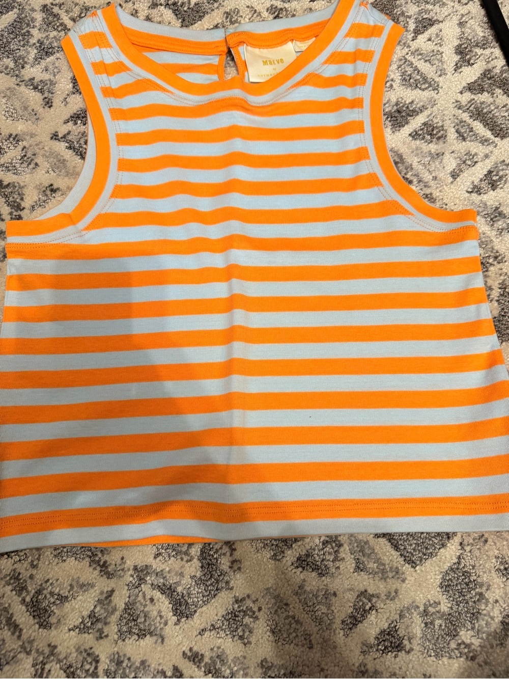Maeve Orange & Light Blue Striped Tank Top